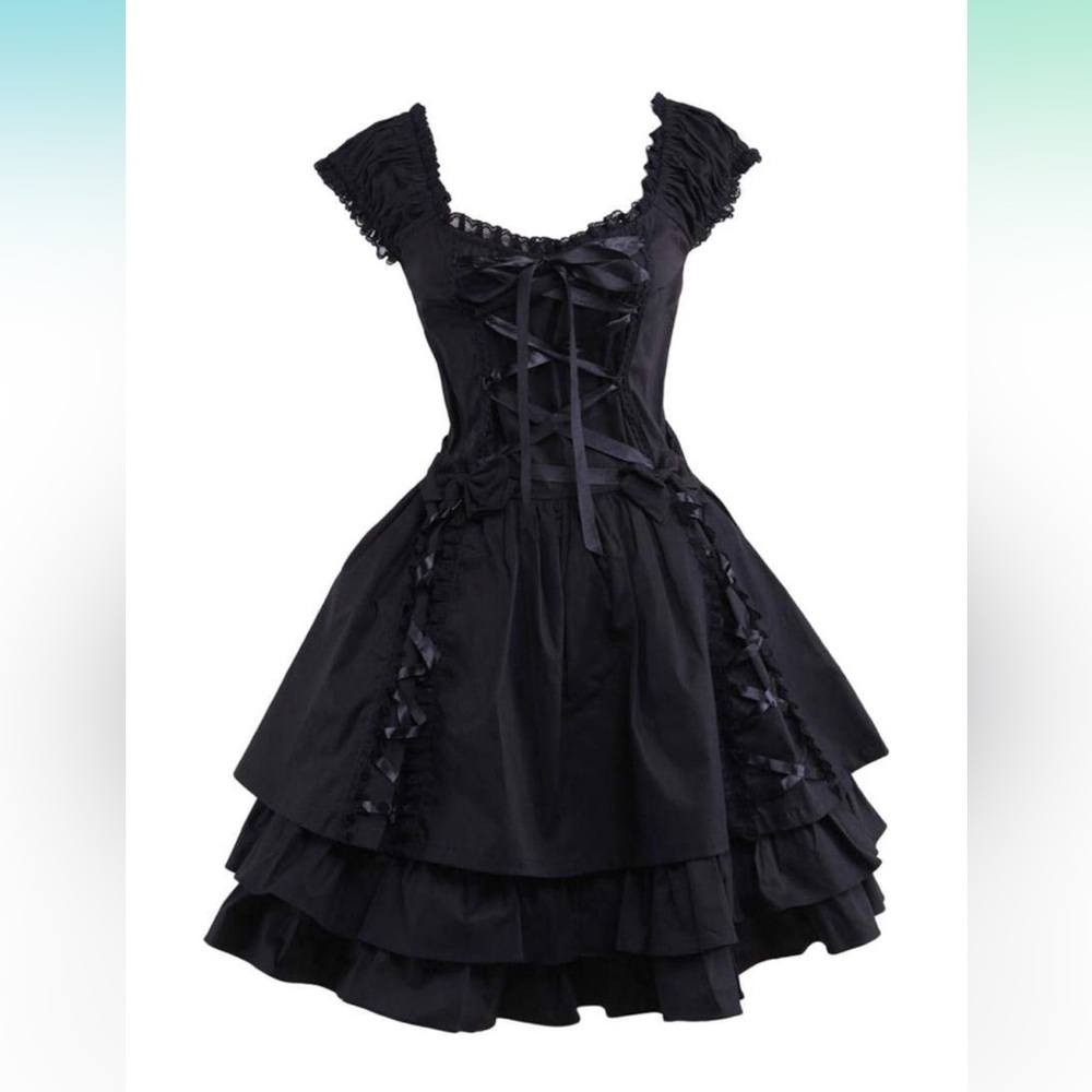Black Ruffled Cross Tie Dress